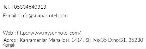 Mysun Residence Ew Hotel telefon numaralar, faks, e-mail, posta adresi ve iletiim bilgileri